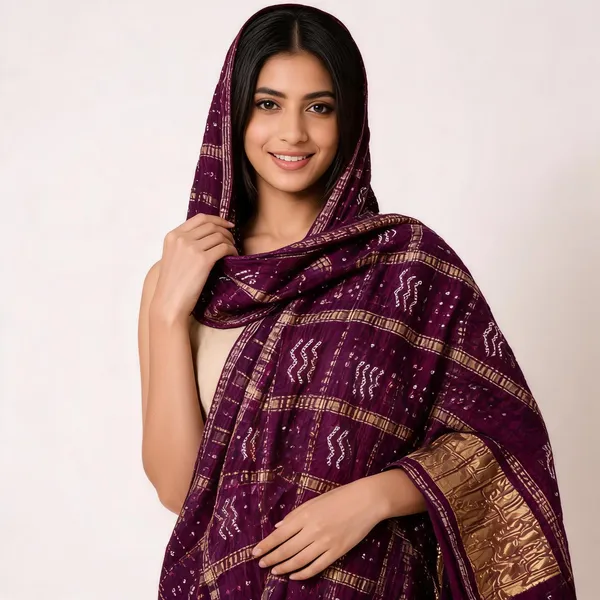 Wine_Silk_Bandhani_Dupatta_For_Women