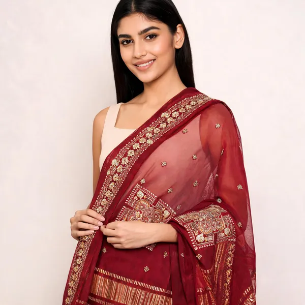 Maroon_Modal_Silk_Zardosi_Handwork_Dupatta_For_Women