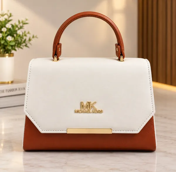Elegant_Cream_&_Cognac_Brown_Top-Handle_Handbag