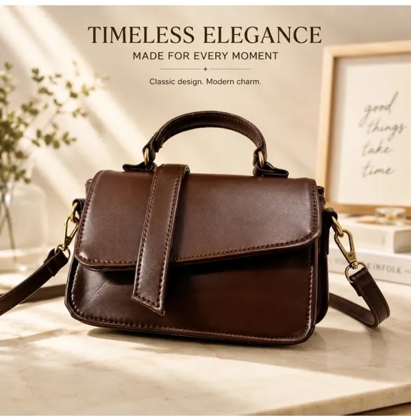 Brown_PU_Leather_Satchel_Bag_For_Women