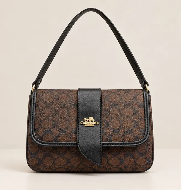Brown_and_Black_Monogram_Flap_Shoulder_Bag_with_Gold-Tone_Emblem