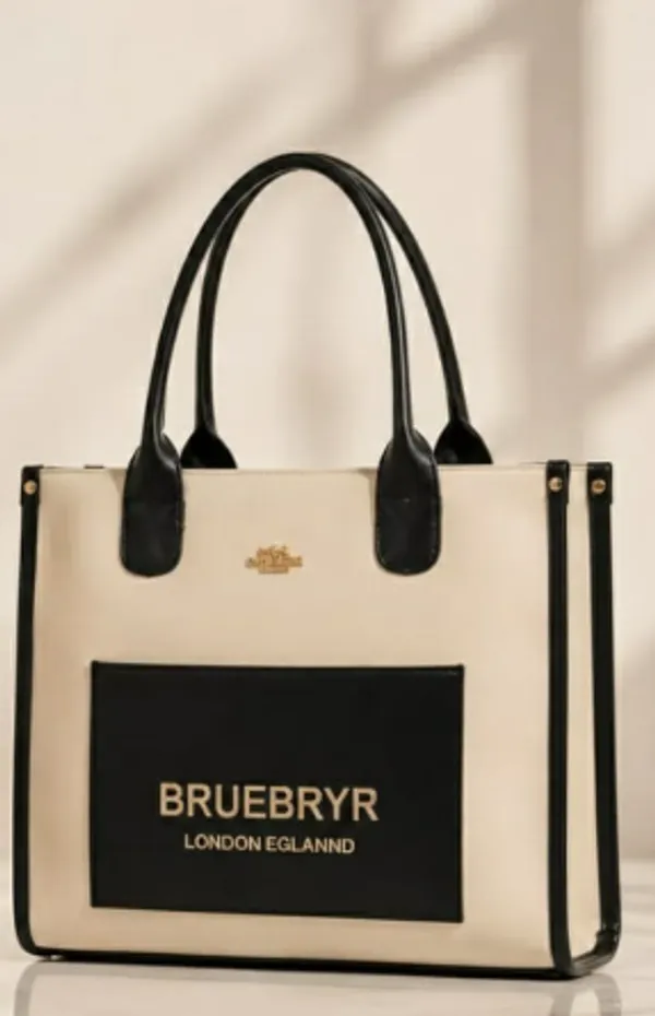 Cream_&_Black_Tote_Shoulder_Bag