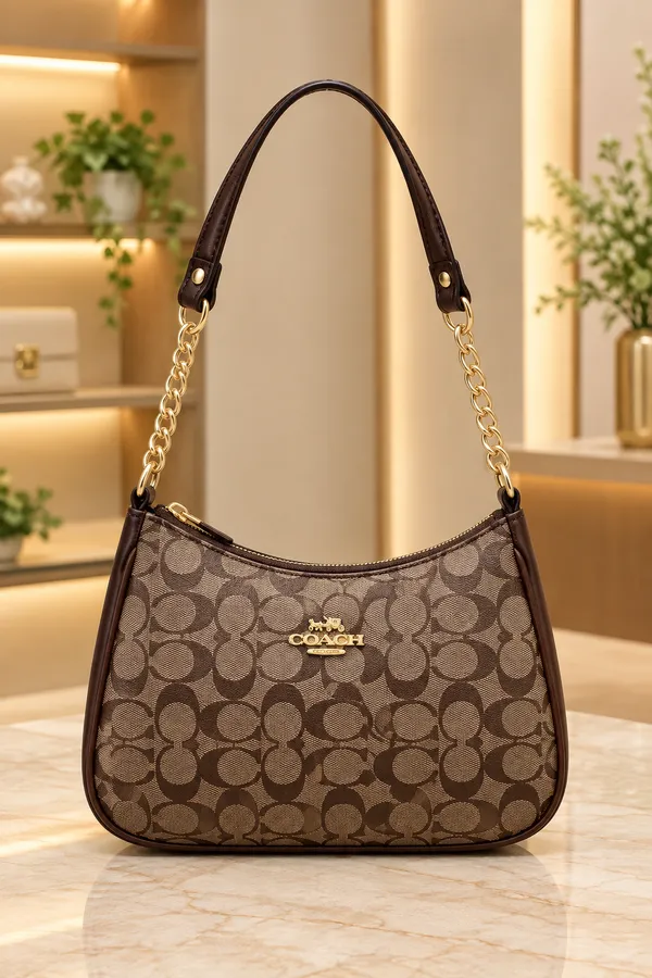 Elegant_Brown_Signature_Shoulder_Bag_with_Gold_Chain
