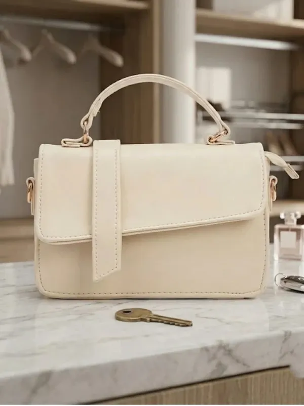 Cream_PU_Leather_Crossbody_Bag_For_Women