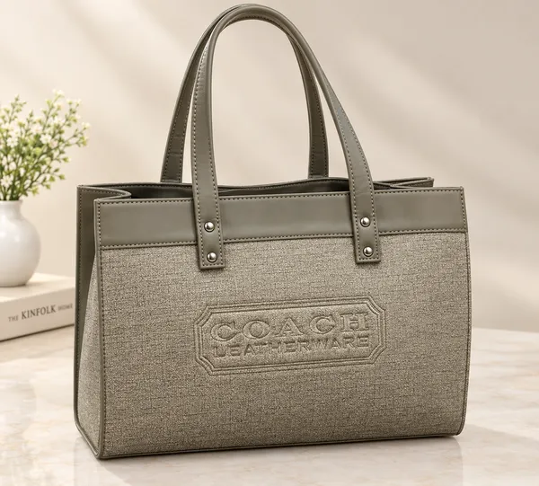 Olive_Gray_Textured_Structured_Tote_Bag