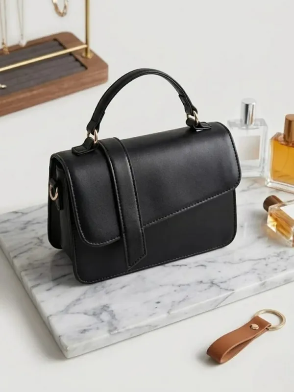 Black_PU_Leather_Satchel_Bag_For_Women