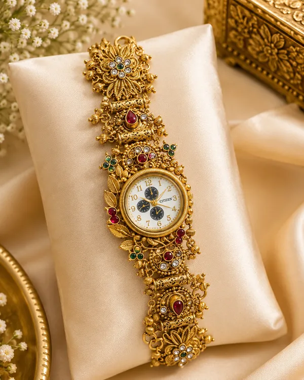 Royal_Floral_Antique_Gold_Designer_Bracelet_Watch_for_Women