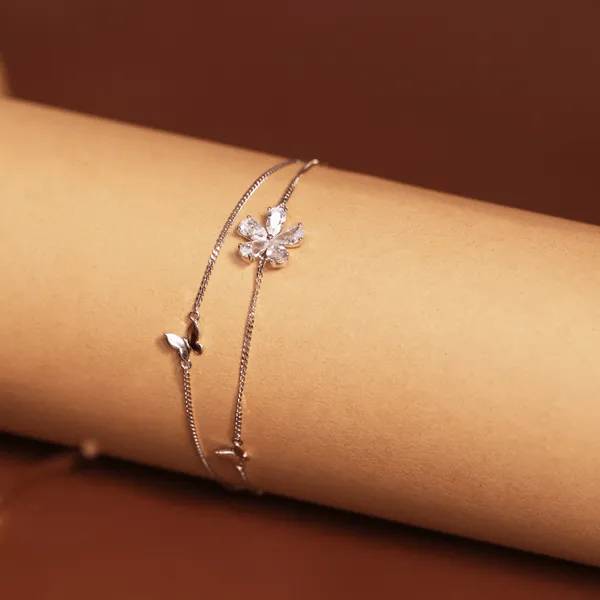 Silver_925_Sterling_Silver_Floral_Butterfly_Charm_Bracelet_For_Women