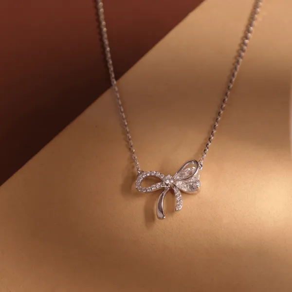 Silver_925_Sterling_Silver_Bow_Pendant_Necklace_For_Women