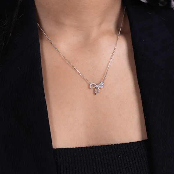Silver_925_Sterling_Silver_Bow_Pendant_Necklace_For_Women