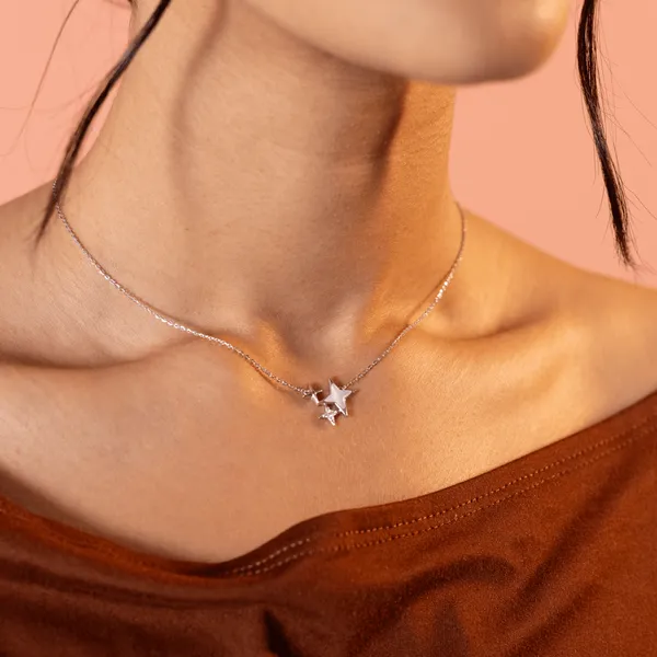 Silver_925_Sterling_Silver_Star_Cluster_Charm_Necklace_For_Women