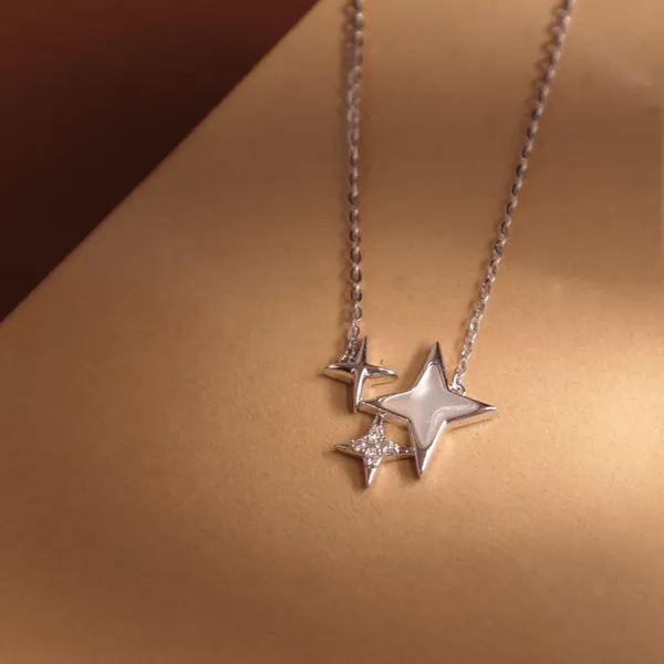 Silver_925_Sterling_Silver_Star_Cluster_Charm_Necklace_For_Women