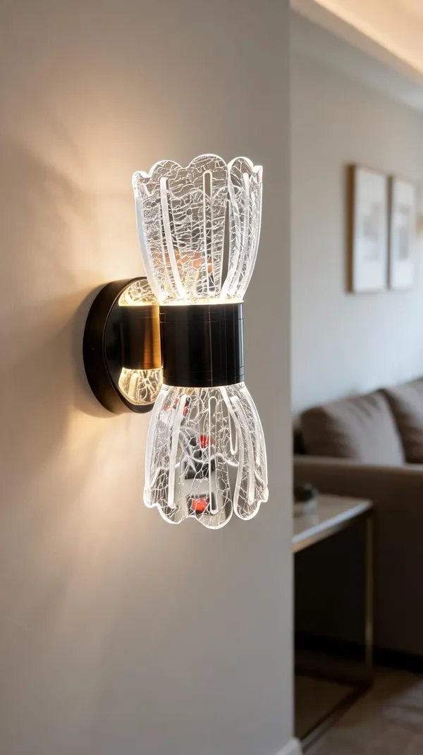 Glass_Metal_Contemporary_Textured_Wall_Light_With_Black_Base