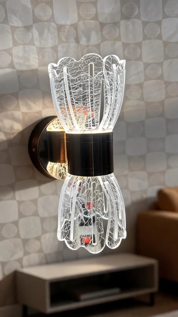 Glass_Metal_Contemporary_Textured_Wall_Light_With_Black_Base