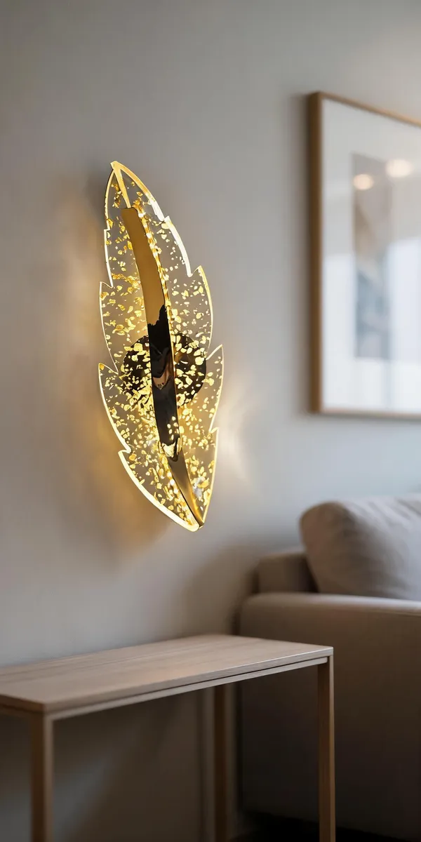 Acrylic_Modern_Leaf_Shape_Gold_Glitter_Wall_Light