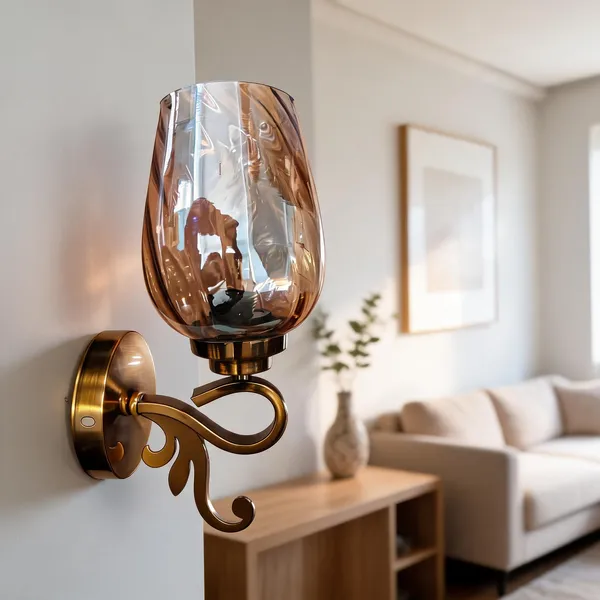Brass_Glass_Classic_Scrollwork_Amber_Shade_Wall_Light