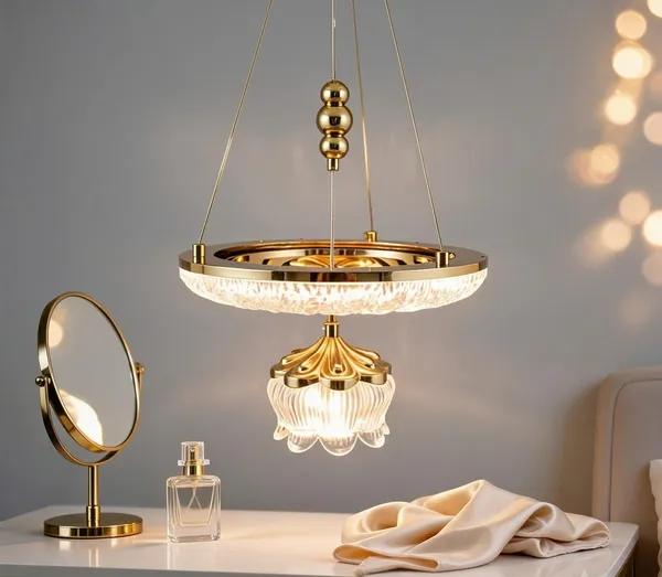 Brass_Crystal_Glass_Two-Tier_Decorative_Pendant_Chandelier