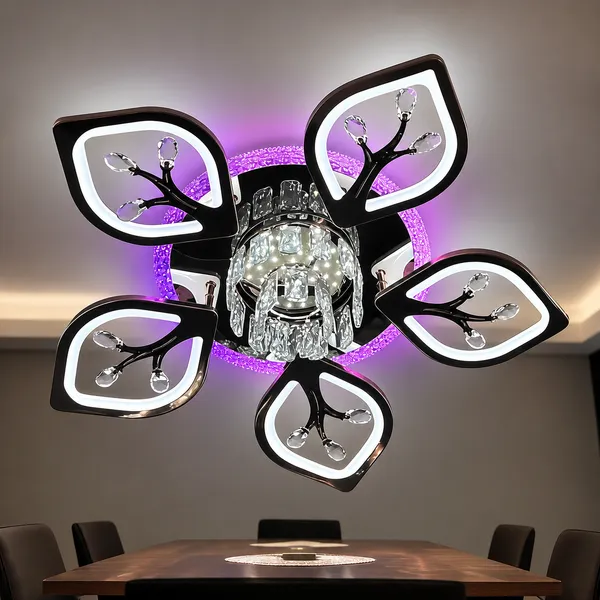 Crystal_Metal_Modern_Five-Petal_LED_Chandelier_Purple_Accent