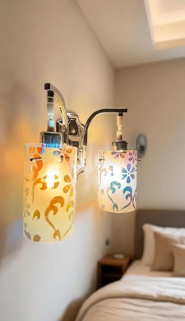 Glass_Metal_Chrome_Twin-Arm_Frosted_Floral_Wall_Sconce