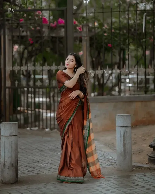 Gouthami_Brown_Narayanpet_Pure_Cotton_Saree_With_Runing_Blouse_Piece_For_Women