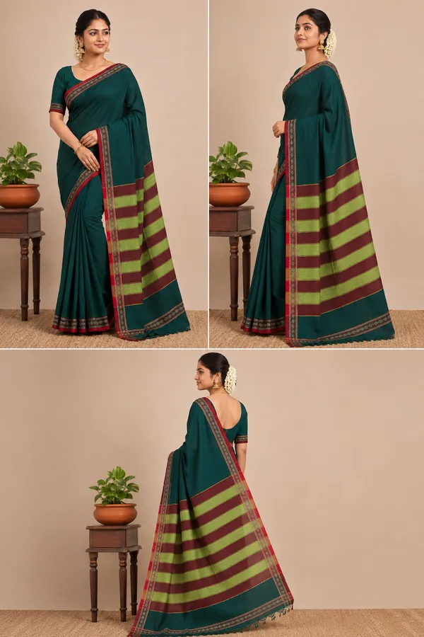 Shraddha_Green_Narayanapet_Pure_Handloom_Cotton_Saree_With_Running_Blouse_Piece_Same_Saree_Color_For_Women