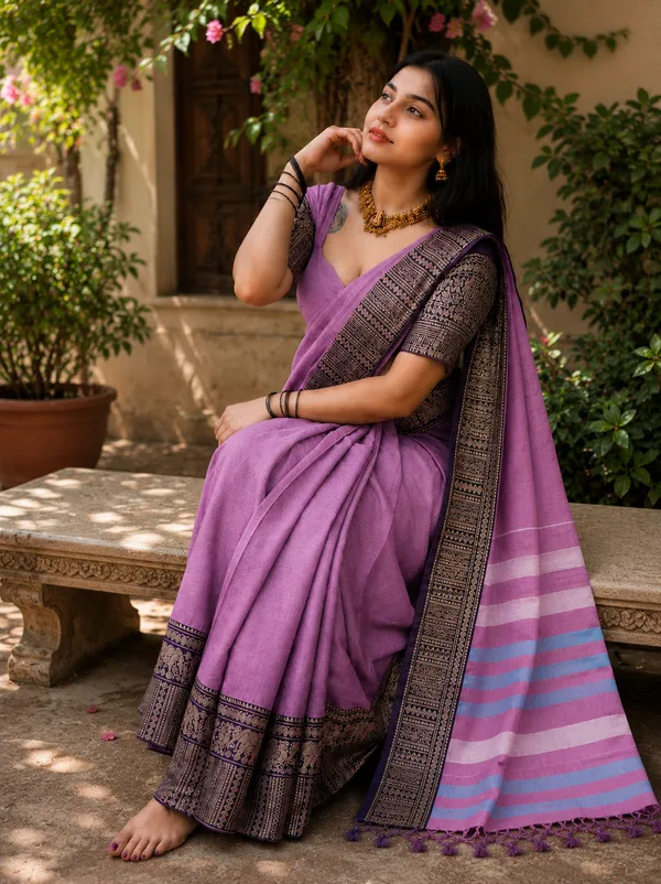 Gopika_Light_Pink_Big_Elephent_Border_Narayanpet_Pure_Cotton_Masarai_Saree_With_Running_Blouse_Piece_For_Women