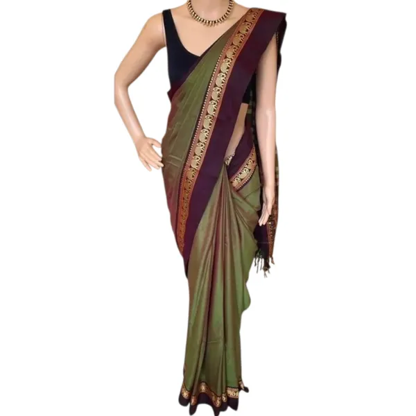 Dual_Shade_Elephant_Border_100%_Narayanpet_Pure_Handloom_Cotton_Sarees_With_Running_Blouse_Piece_For_Women