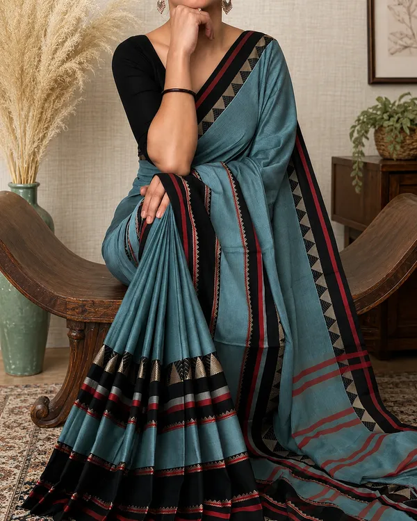 Rangoli_Border_Pista_Green_Narayanpet_Pure_Handloom_Cotton_Sarees_With_Running_Blouse_Piece_For_Women