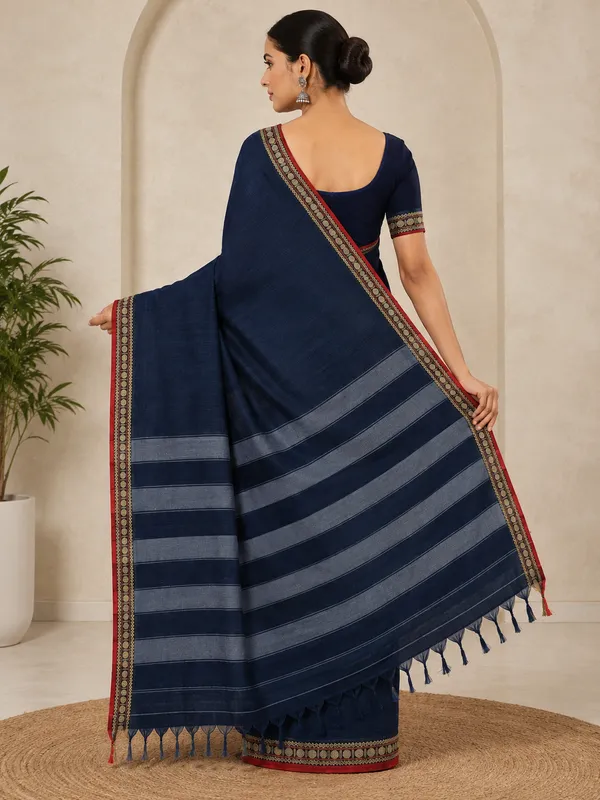 Shraddha_Blue_Narayanapet_Pure_Handloom_Cotton_Saree_With_Blouse_Piece_Same_Saree_Color_For_Women