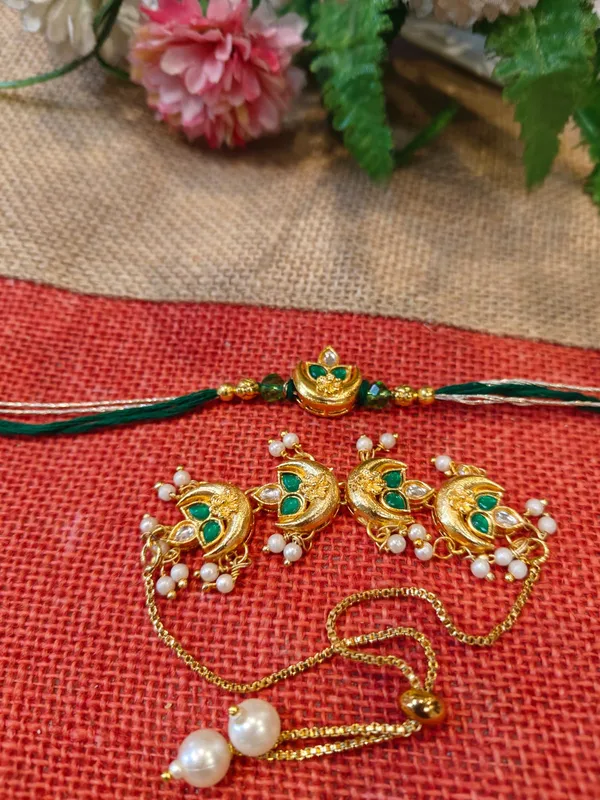 Premium_Green_Meenakari_Diya_Bhaiya_Bhabhi_Rakhi_Set_with_Pearl_Lumba_|_Designer_Rakhi_for_Brother_&_Bhabhi_|_Raksha_Bandhan_Gift