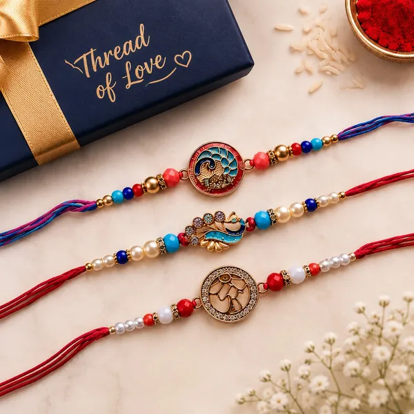 Multi_Color_Set_of_3_Thread_Rakhis_Crafted_with_Attractive_Decorative_Finish_and_Premium_Look_for_Raksha_Bandhan_Celebration