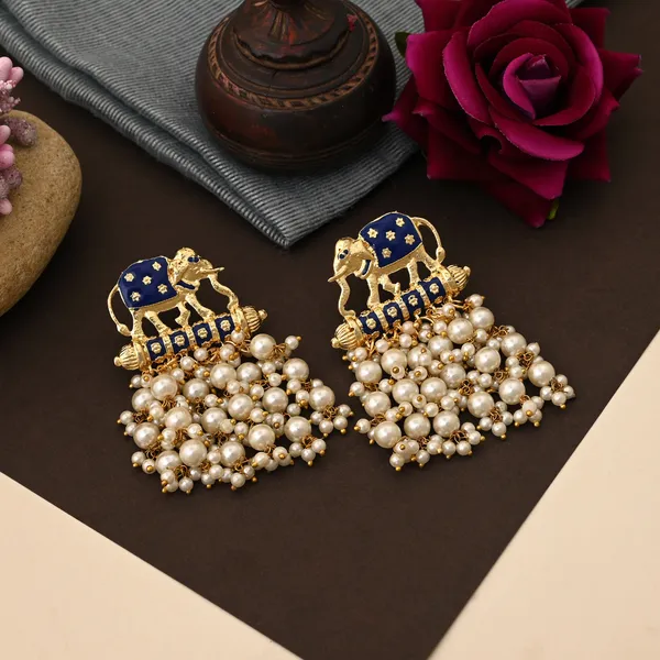 Attractive_Blue_Color_Elephant_Design_Meenakari_Earrings_Crafted_With_Premium_Artistic_Finish_-_Blue