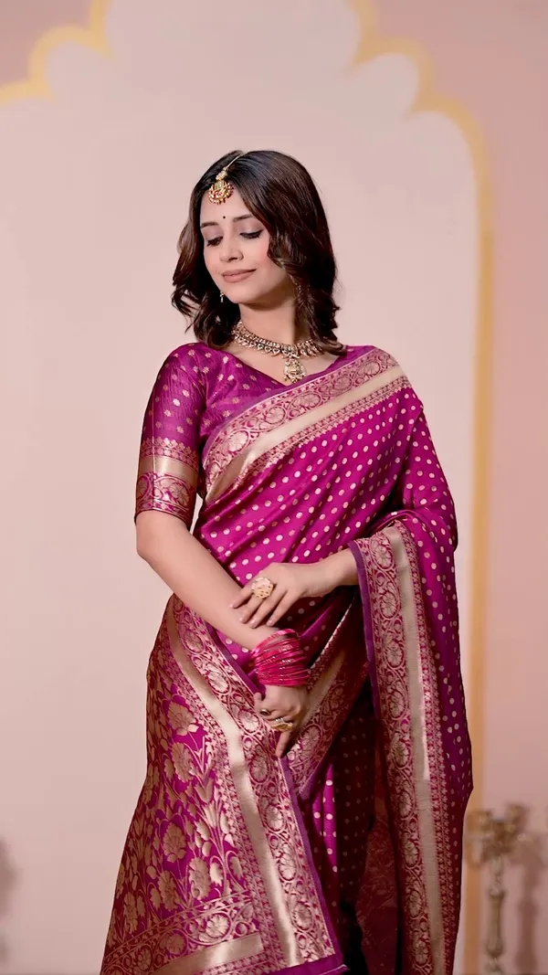 Banarasi_Style_Magenta_Silk_Saree_with_Golden_Buti,_Rich_Floral_Border_&_Designer_Pallu