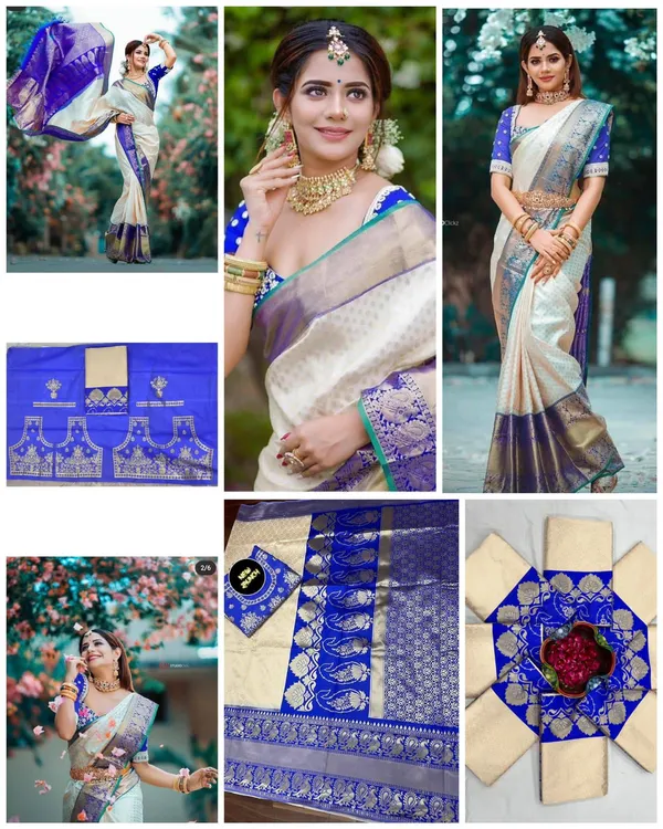 Cream_&_Royal_Blue_Soft_Lichi_Silk_Saree_with_Rich_Jacquard_Pallu_&_Designer_Border