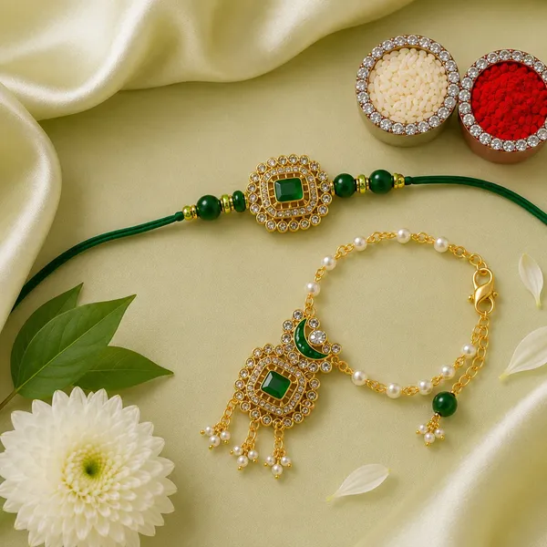 Premium_Green_Kundan_Bhaiya_Bhabhi_Rakhi_Combo_|_Designer_Pearl_Bracelet_Lumba_Rakhi_Set_|_Handmade_Raksha_Bandhan_Gift
