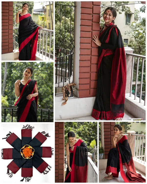 Elegant_Black_&_Maroon_Soft_Lilan_Slab_Saree_with_Jacquard_Border