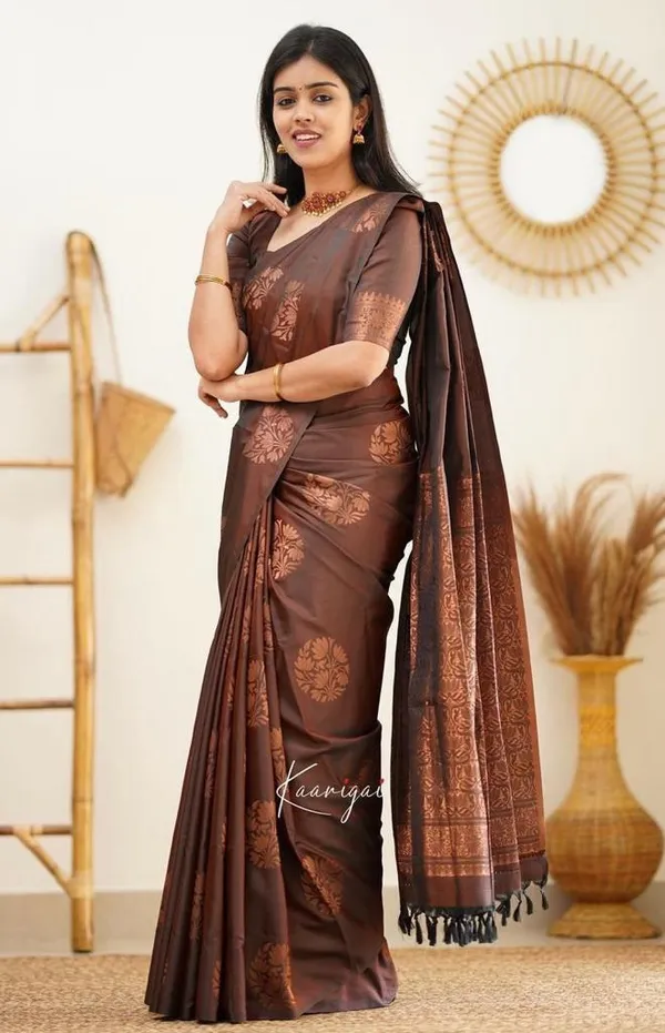 Elegant_Brown_Lichi_Silk_Saree_with_Rich_Jacquard_Pallu_&_Border