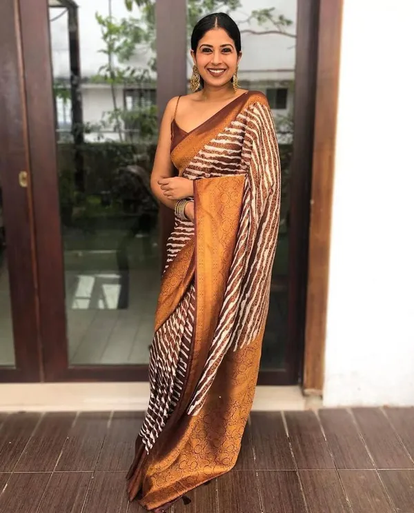 Elegant_Brown_Woven_Saree_with_Floral_Jacquard_Border_&_Striped_Designer_Pallu