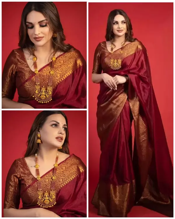 Elegant_Maroon_Lichi_Silk_Saree_with_All-Over_Jacquard_Work