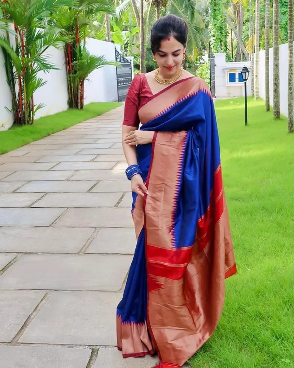 Elegant_Navy_Blue_Rich_Pallu_Lichi_Silk_Saree