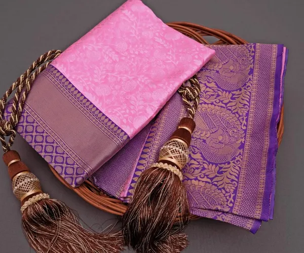 Elegant_Pink_Lichi_Silk_Saree_with_Rich_Purple_Jacquard