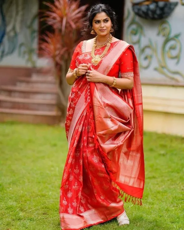 Elegant_Red_Woven_Saree_with_Floral_Motifs,_Contrast_Border_&_Rich_Designer_Pallu