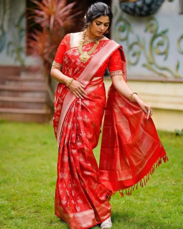 Elegant_Red_Woven_Saree_with_Floral_Motifs,_Contrast_Border_&_Rich_Designer_Pallu