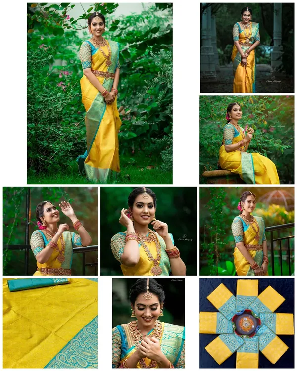 Elegant_Yellow_&_Turquoise_Blue_Soft_Lichi_Silk_Saree