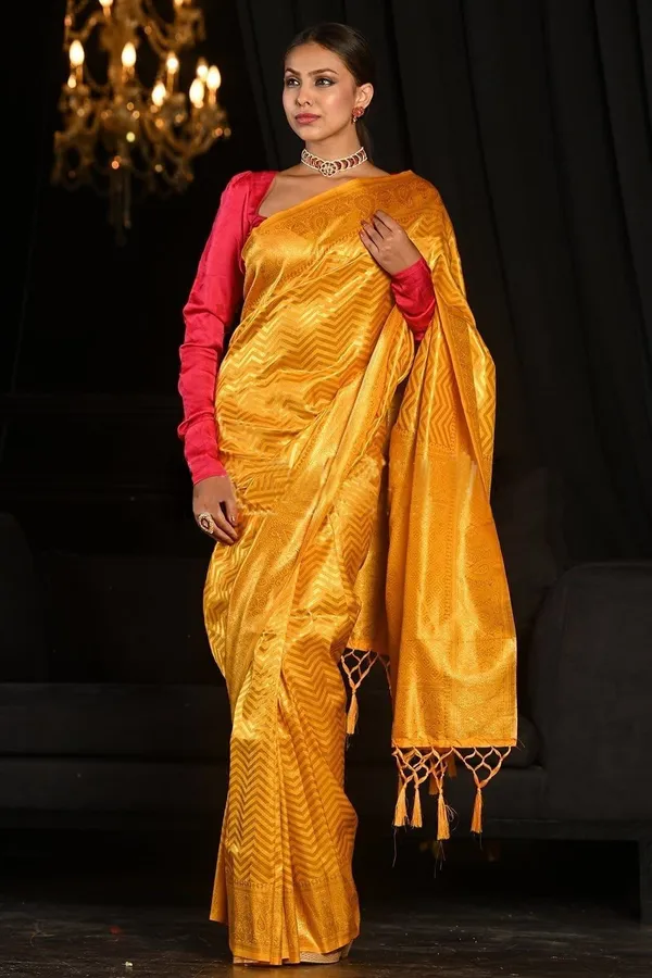Golden_Yellow_Soft_Lichi_Silk_Saree_with_Rich_Jacquard_Work_&_Designer_Pallu