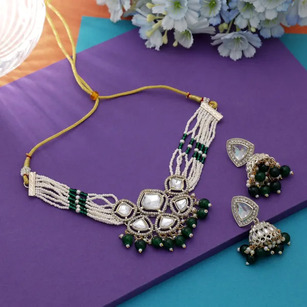 Green_Kundan_Choker_Necklace_Set_with_Jhumka_Earrings_|_Antique_Ethnic_Jewellery