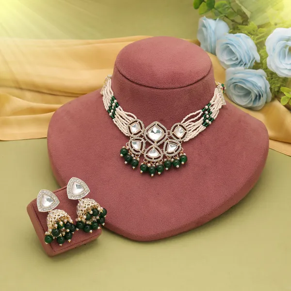 Green_Kundan_Choker_Necklace_Set_with_Jhumka_Earrings_|_Antique_Ethnic_Jewellery