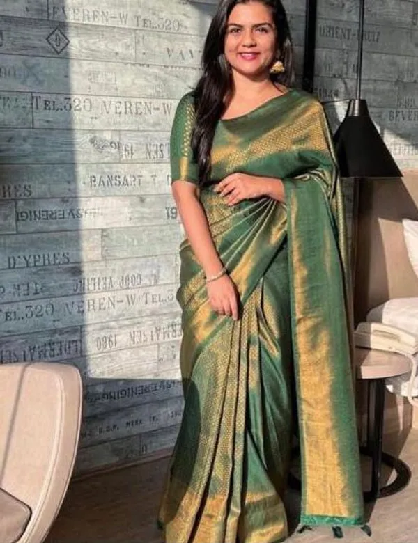 Green_Soft_Lichi_Silk_Saree_with_Rich_Jacquard_Work