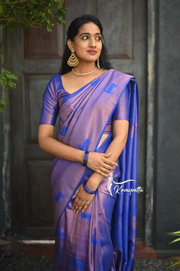 Lavender_&_Royal_Blue_Soft_Lichi_Silk_Designer_Saree_with_Rich_Jacquard_Pallu