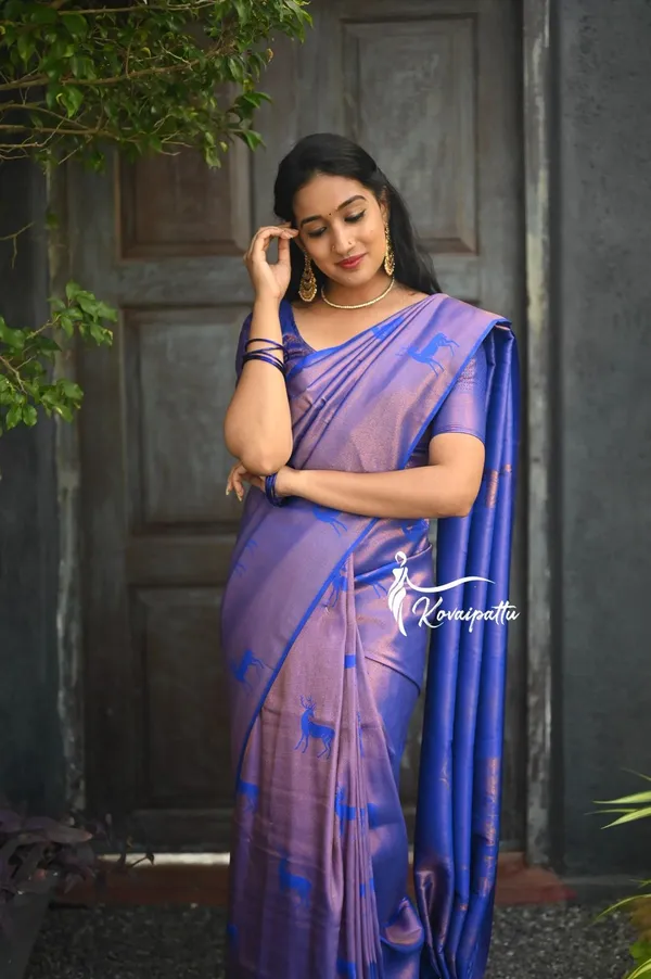 Lavender_&_Royal_Blue_Soft_Lichi_Silk_Designer_Saree_with_Rich_Jacquard_Pallu